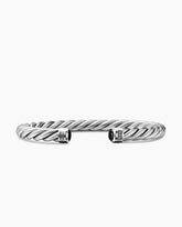 Cable Cuff Bracelet in Sterling Silver with Black Onyx, 6mm